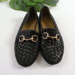 Robert Zur Black Leather Driving Mocs W/Gold Horse bit. Size 9M.